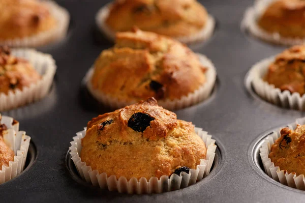 Hemmagjord Bovete Muffins Glutenfri Trä Bakgrund — Stockfoto