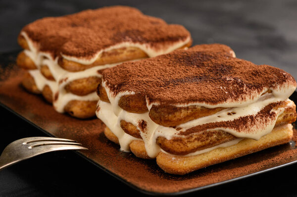 Homemade tiramisu cake, italian dessert.