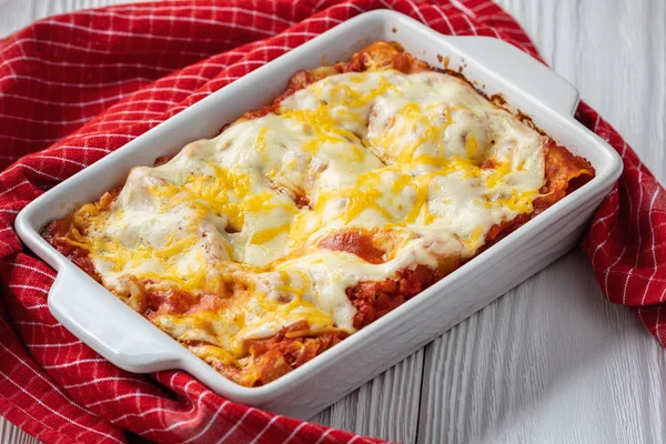 Canelones Rellenos Espinacas Ricotta Horno Salsa Tomate — Foto de Stock