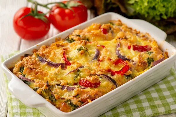 Bunte Gemüsepfanne Mit Käse Vegetarisches Gericht — Stockfoto