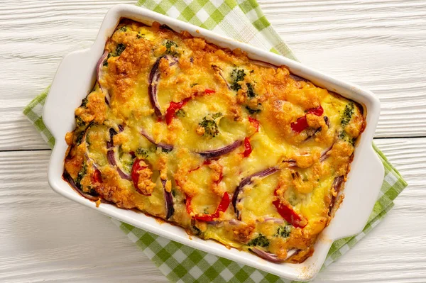 Casseruola Verdure Colorate Con Formaggio Piatto Vegetariano — Foto Stock