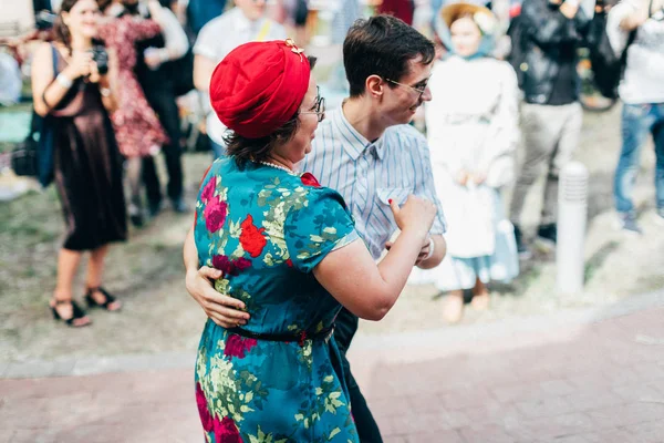 Retro Rejs 2018 Kijów Ukraina Maja Ludzie Udziałem Vintage Odzież — Zdjęcie stockowe