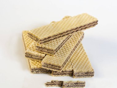 bir beyaz üzerine kakao ve fındık waffers