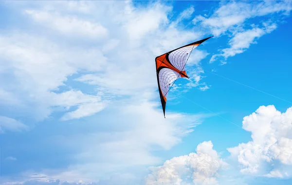 Blå himmel, moln med Kite — Stockfoto