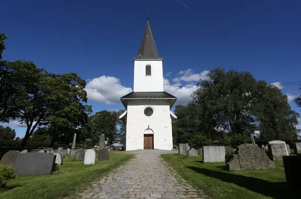 Igreja Noruega Igreja Noruega Tempo Ensolarado Esqui Azul — Fotografia de Stock