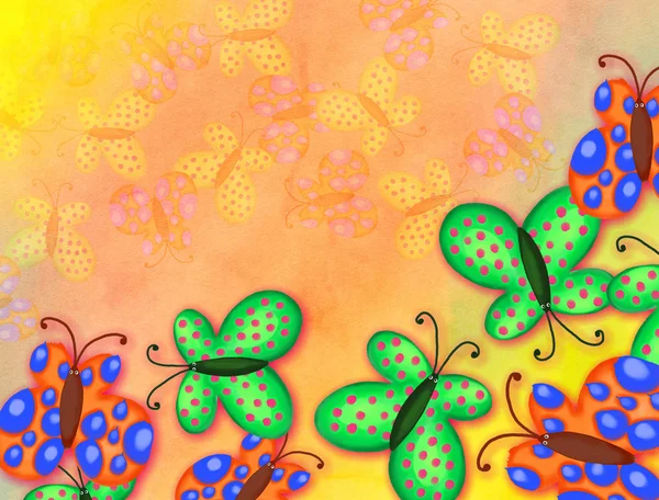 Βαμμένα χρώματα ακουαρέλας πεταλούδα χαρτιού σύνορα — Φωτογραφία Αρχείου