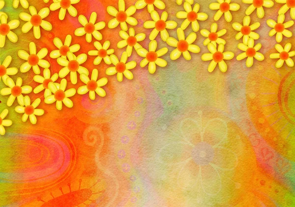 手描きの水彩画の花のコラージュ ペーパー — ストック写真
