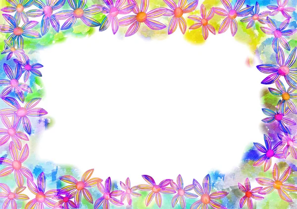 水彩花卉边框 — 图库照片