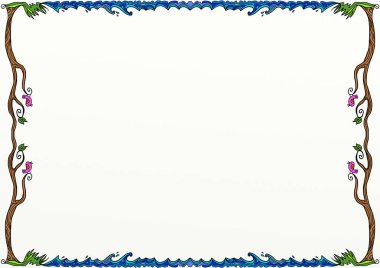 Orman akarsu sayfa kenarlığı dekorasyon