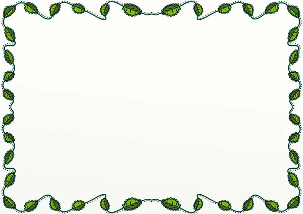 Πράσινο φύλλο Doodle περίγραμμα σελίδας ντεκόρ — Φωτογραφία Αρχείου