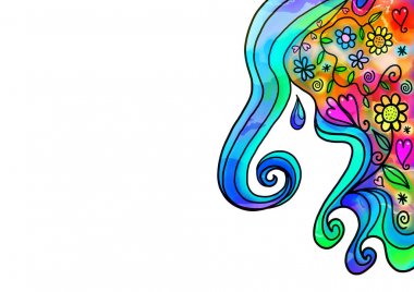 Elle çizilmiş suluboya Doodle kenarlık