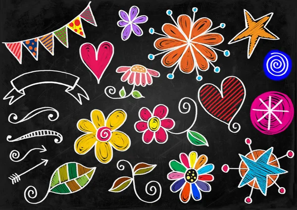Bentuk Doodle Board Chalk — Stok Foto