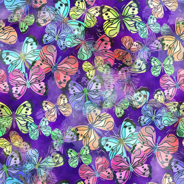 Nahtloses Aquarell-Schmetterlingspapier — Stockfoto