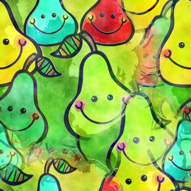 Suluboya armut meyve boyama