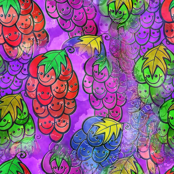 Pintura de uva sem costura aquarela — Fotografia de Stock