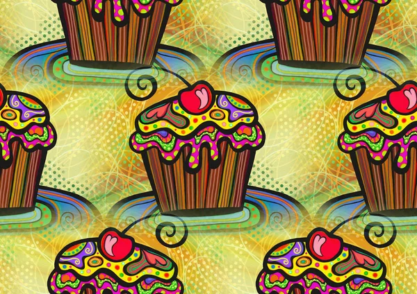 Design de fundo sem costura Cupcake — Fotografia de Stock