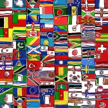 Yarım yamalak dünya bayrak montaj