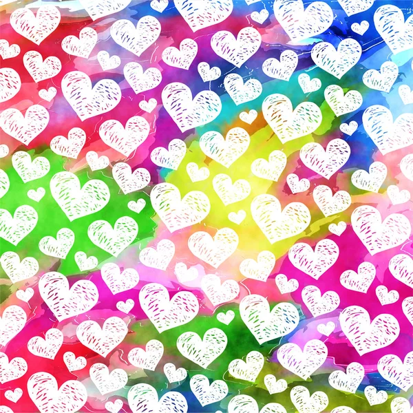 Élénk Watercolor Ink szerelem szív mintás — Stock Fotó
