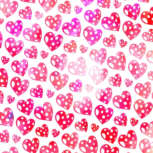 Pink Watercolor Love Heart Pattern — Stock Photo, Image