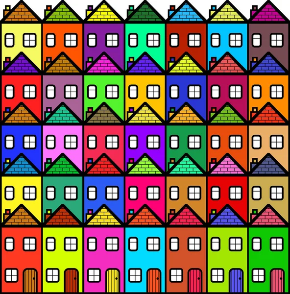 Colourful Town Cartoon — Stock Photo, Image