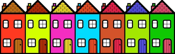 Wiersz kolorowych domów kreskówek — Zdjęcie stockowe