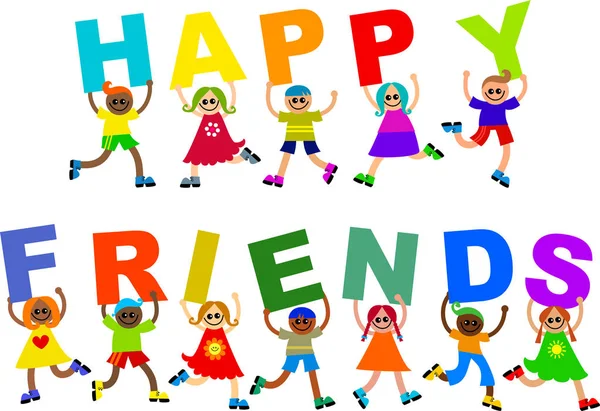 Happy Friends｜Diversity Kids Text — ストック写真