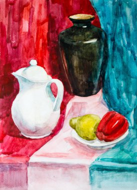 Natürmort, suluboya resim çizme