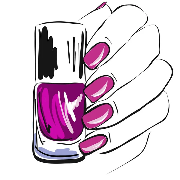 Nagellak Hand Goed Verzorgde Nagels Roze Nagellak Manicure Pedicure Gel — Stockfoto