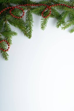 Çam dalları ve kırmızı boncuklar