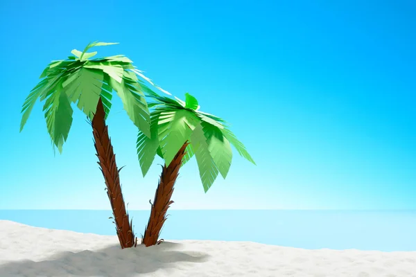 Dos palmeras en una playa de arena —  Fotos de Stock