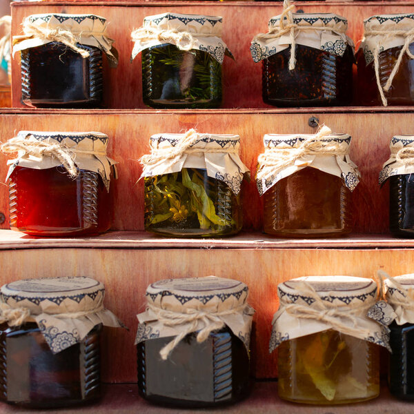 Jars with conserved jam
