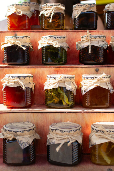 Jars with conserved jam