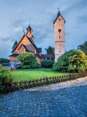 Historic wooden temple Wang in Karpacz in Poland. clipart