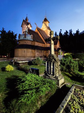 Historic wooden temple Wang in Karpacz in Poland. clipart