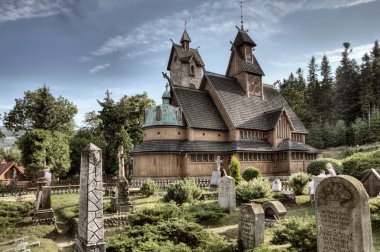 Historic wooden temple Wang in Karpacz in Poland. clipart