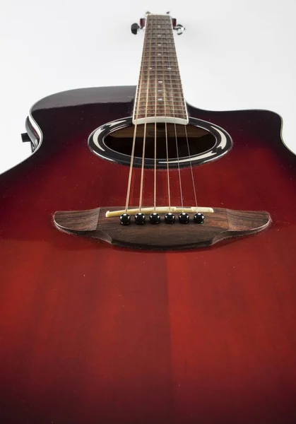Acoustic guitar on white background — Stock Photo, Image