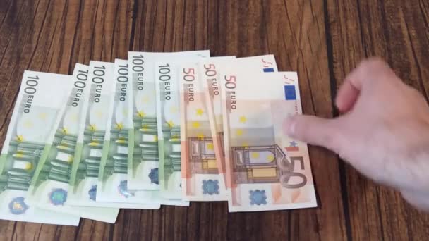 Billetes en euros de la Unión Europea — Vídeo de stock