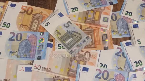 Billetes en euros de la Unión Europea — Vídeo de stock