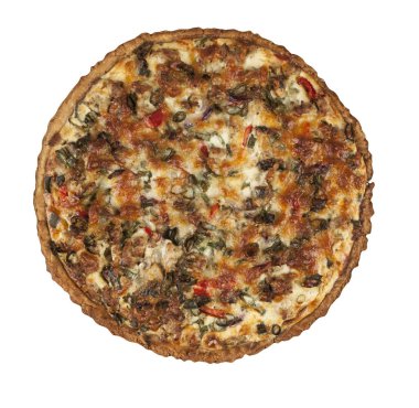 Beyaz arkaplanda izole edilmiş pizza