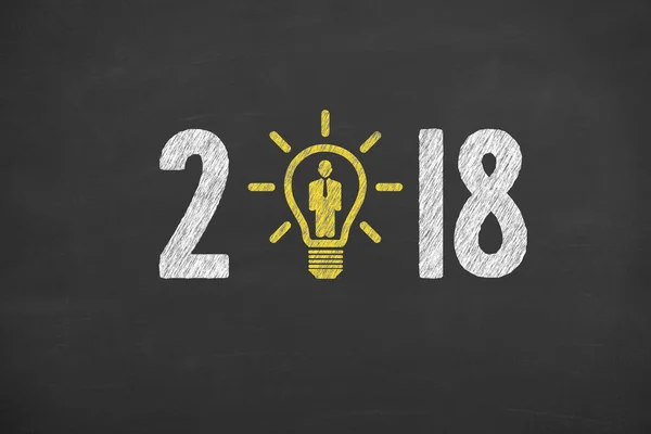 New Year 2018 Human Resource Concepts on Chalkboard Background