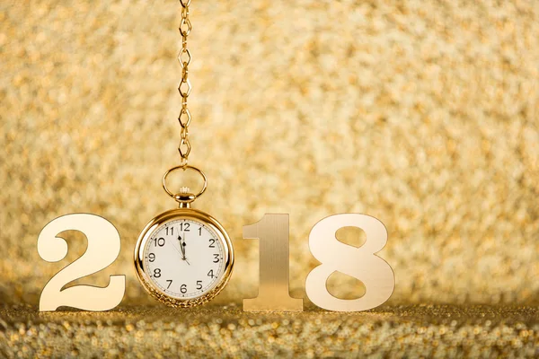 New Year 2018 Concept with Gold Clock