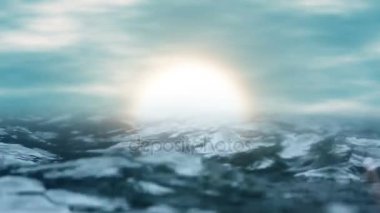 Animasyonlu güzellik günbatımı doğal okyanus dalgaları üzerinde