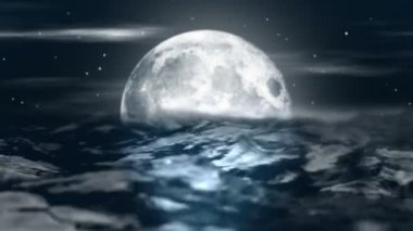 Okyanus dalgaları ayda gece animasyon