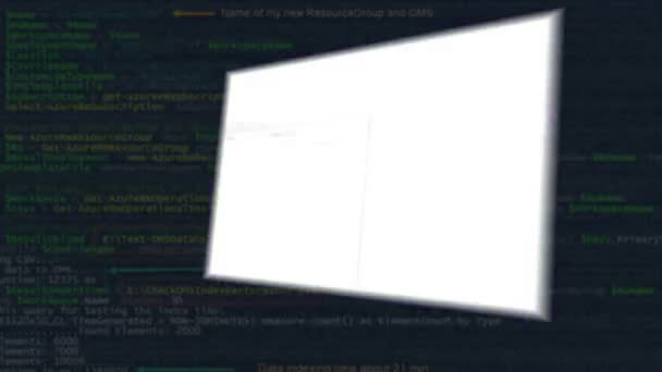 Arbetsflödet som en hacker på displayen — Stockvideo