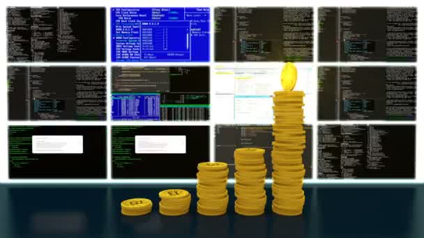 Proces těžby bitcoinů kryptoměna smyčka — Stock video