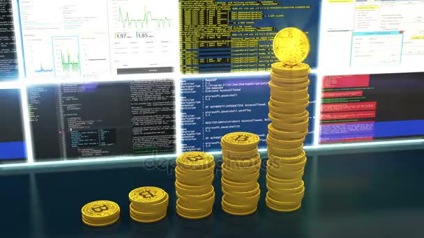 Animação de mineração bitcoins Criptomoedas loop — Vídeo de Stock