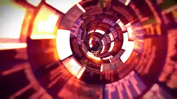 赤い光のトンネル データ処理で 3 d フライト — ストック動画