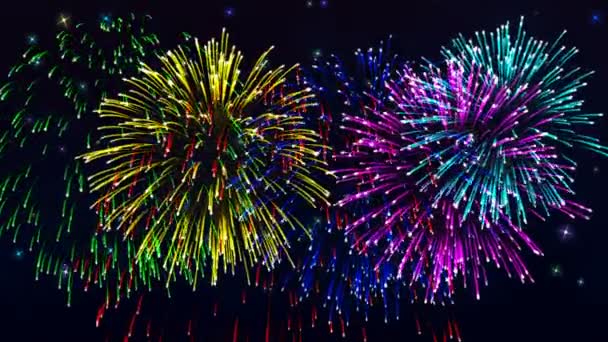 Cg piękne fajerwerki w celebracja dzień, pętla — Wideo stockowe