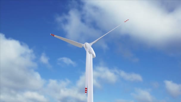 曇り空の背景に風力発電機 — ストック動画