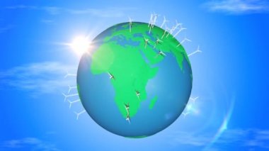 Temiz enerji üretimi dünya sorunsuz döngü üzerinde